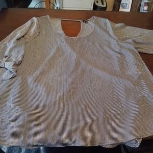 TORRID Navy and White Striped blouse